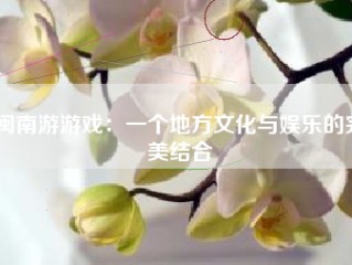 闽南游游戏：一个地方文化与娱乐的完美结合