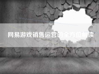 网易游戏销售运营的全方位解读