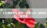 《王牌御史》游戏：沉浸于不一样的幻想世界