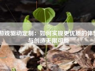 游戏驱动定制：如何实现更优质的体验与创造无限可能