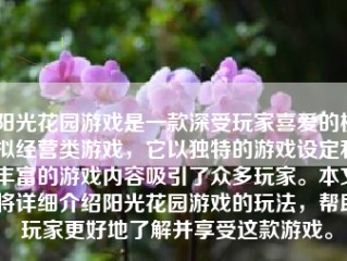 阳光花园游戏是一款深受玩家喜爱的模拟经营类游戏，它以独特的游戏设定和丰富的游戏内容吸引了众多玩家。本文将详细介绍阳光花园游戏的玩法，帮助玩家更好地了解并享受这款游戏。