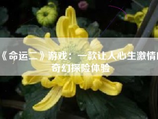 《命运二》游戏：一款让人心生激情的奇幻探险体验