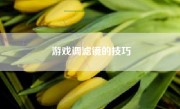 游戏调滤镜的技巧