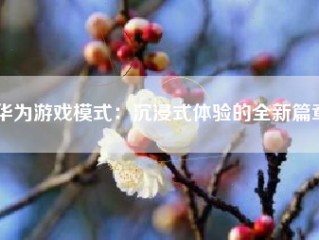 华为游戏模式：沉浸式体验的全新篇章