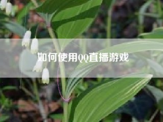 如何使用QQ直播游戏