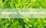 揭秘游戏耳机：如何用好你的游戏伴侣