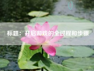 标题：开启游戏的全过程和步骤