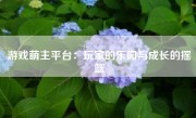 游戏萌主平台：玩家的乐园与成长的摇篮