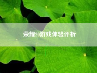 荣耀20游戏体验评析