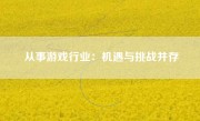 从事游戏行业：机遇与挑战并存