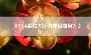 《Flash游戏大厅的体验如何？》