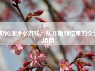 如何删除小游戏：从开始到结束的全面指南