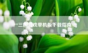 **三国游戏单机版下载指南**