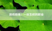 游戏陪练：一份怎样的职业