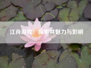 江舟游戏：探索其魅力与影响