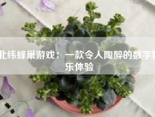 北纬蜂巢游戏：一款令人陶醉的数字娱乐体验