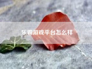 乐霸游戏平台怎么样