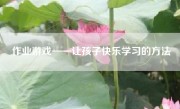 作业游戏——让孩子快乐学习的方法