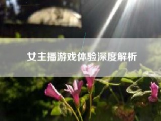 女主播游戏体验深度解析