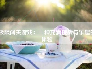 极限闯关游戏：一种充满挑战与乐趣的体验