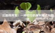 云游戏开发：一种可行的盈利模式与路径