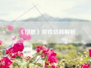 《夙愿》游戏结局解析