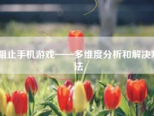 阻止手机游戏——多维度分析和解决方法