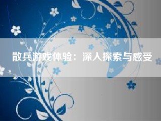 散兵游戏体验：深入探索与感受