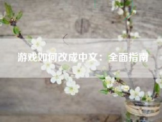 游戏如何改成中文：全面指南