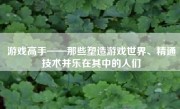游戏高手——那些塑造游戏世界、精通技术并乐在其中的人们