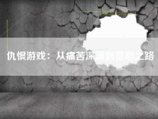 仇恨游戏：从痛苦深渊到宽恕之路