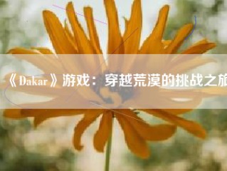 《Dakar》游戏：穿越荒漠的挑战之旅