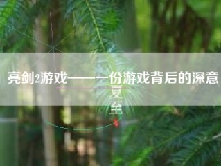 亮剑2游戏——一份游戏背后的深意