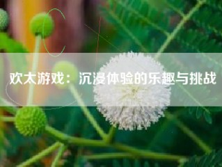 欢太游戏：沉浸体验的乐趣与挑战