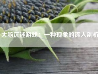 大脑沉迷游戏：一种现象的深入剖析