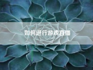 如何进行游戏直播