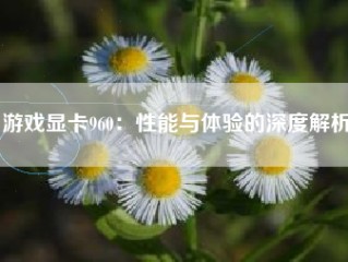 游戏显卡960：性能与体验的深度解析