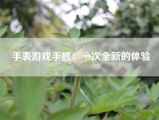 手表游戏手感：一次全新的体验