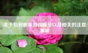 关于如何删除游戏账号以及相关的注意事项