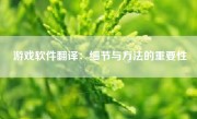 游戏软件翻译：细节与方法的重要性
