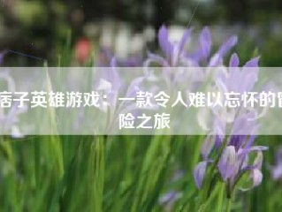 痞子英雄游戏：一款令人难以忘怀的冒险之旅