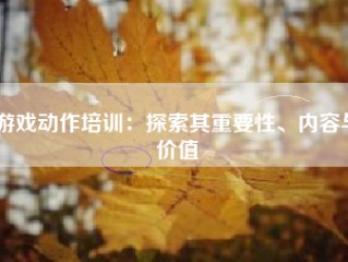 游戏动作培训：探索其重要性、内容与价值