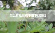 怎么样让游戏不用下载游戏