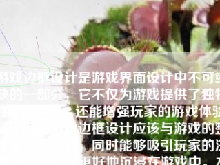 游戏边框设计是游戏界面设计中不可或缺的一部分，它不仅为游戏提供了独特的视觉风格，还能增强玩家的游戏体验。一个好的游戏边框设计应该与游戏的整体风格相协调，同时能够吸引玩家的注意力，让他们更好地沉浸在游戏中。本文将详细介绍如何设计一个成功的游戏边框。