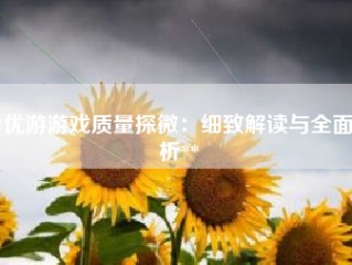 **优游游戏质量探微：细致解读与全面分析**