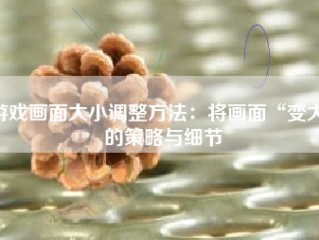 游戏画面大小调整方法：将画面“变大”的策略与细节