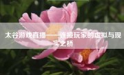 太谷游戏直播——连接玩家的虚拟与现实之桥