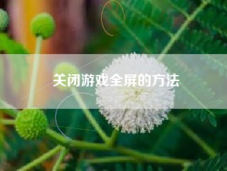 关闭游戏全屏的方法