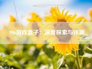 996游戏盒子：深度探索与评测