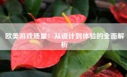 欧美游戏质量：从设计到体验的全面解析